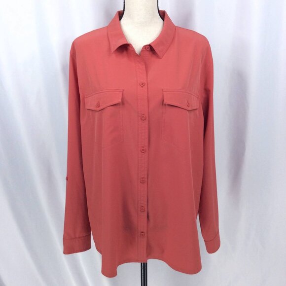 Eddie Bauer Departure Long Sleeve Top Women Size XXL 2XL Classic Fit Button Down - Picture 4 of 11